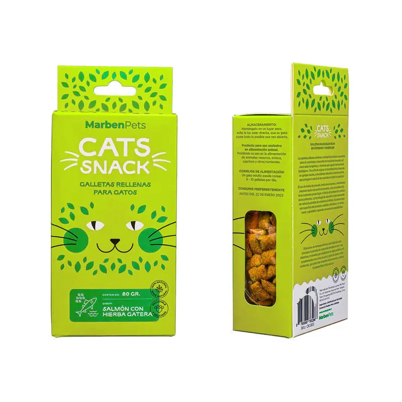 Cats snack galletas rellenas salmón con hierba gatera Insufarma